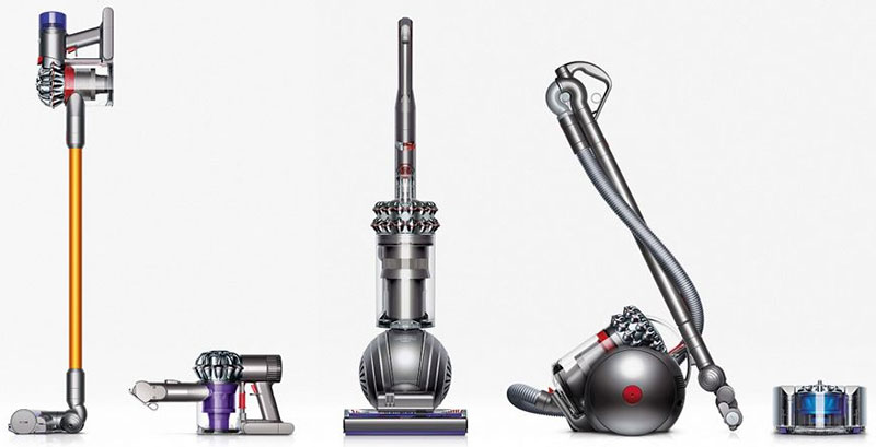 The line of Dyson vacuum cleaners