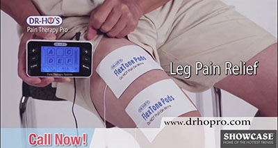 A screenshot from Dr-Ho's Pain Therapy System infomercial. And example of direct response marketing.