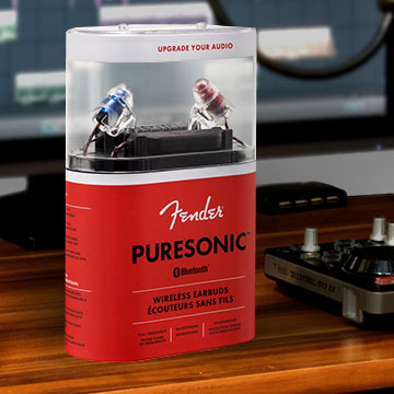 Fender Puresonic Bluetooth Earbuds in recording studio.