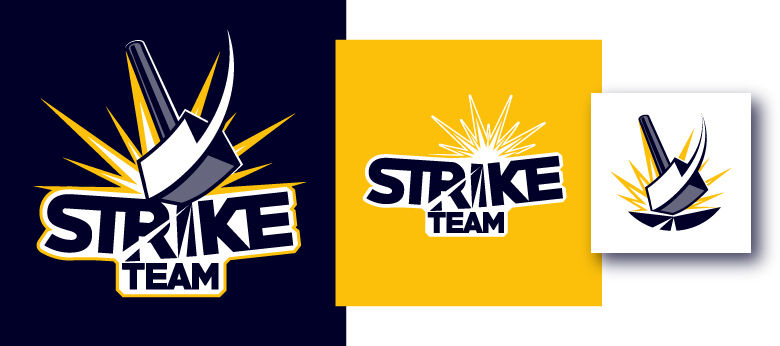 Strike Steam eSports logo in large format, medium format, and small scale.