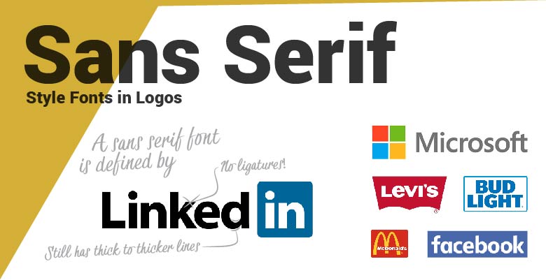 Sans Serif type fonts in logos. LinkedIn, Microsoft, Levis, Bud Light, McDonalds and Facebook.