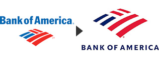 Old Bank of America logo and new Bank of America logo