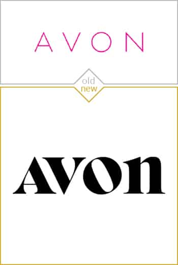 Old and new logo design of Avon