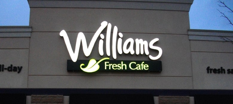 Channel Letter Sign. Williams Fresh Cafe.