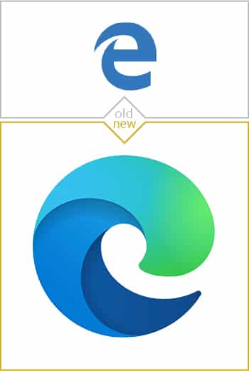 Old and new logo design of Microsoft Edge