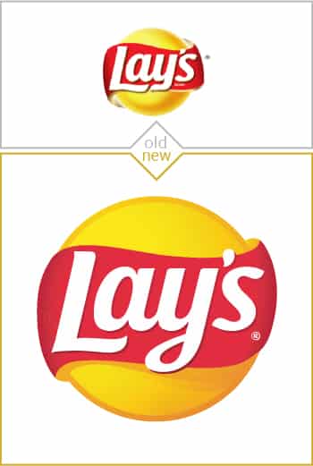 Old and new logo design of Lays potato chips