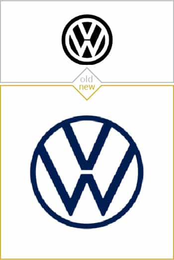 Old and new logo design of Volkswagen
