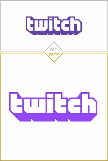 Old and new logo design of Twitch