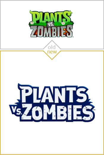 Old and new logo design of Plants vs Zombies