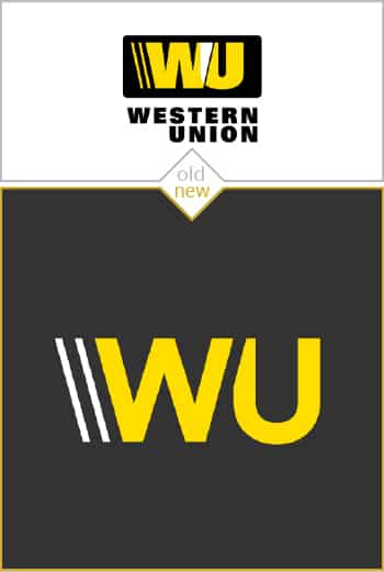 Old and new logo design of Western Union