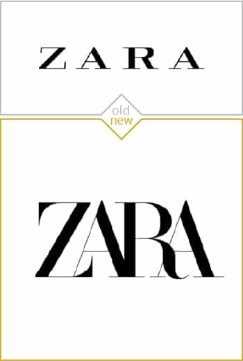 Old and new logo design of Zara