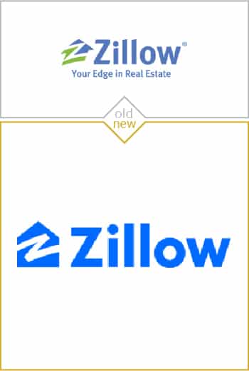 Old and new logo design of Zillow