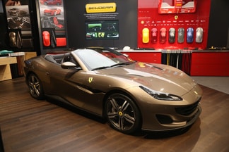 Ferrari in a showroom.
