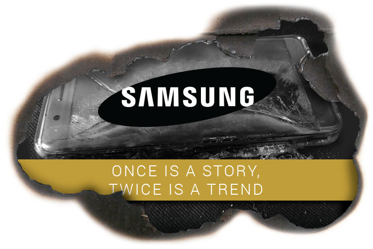 Samsung logo. Once is a story, twice is a trend.