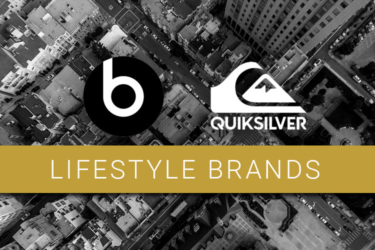 Lifestyle brands. The logos for Beats and Quiksilver.