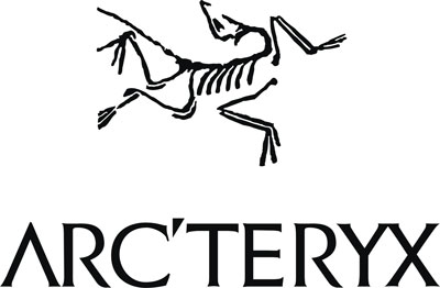 Arc'teryx logo and name. Logo of a bird skeleton from a fossil.