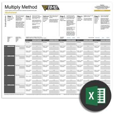 Multiply Method excel spreadsheet. Excel icon. Creative business name generator.