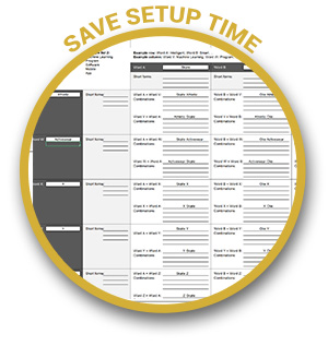 Save Setup Time. The Multiply Method excel sheet setup for the method already.