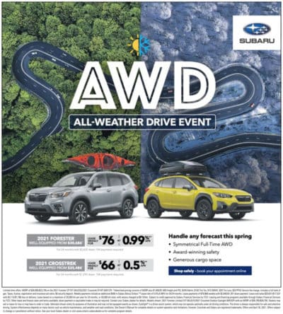 AWD Sales event ad for Subaru