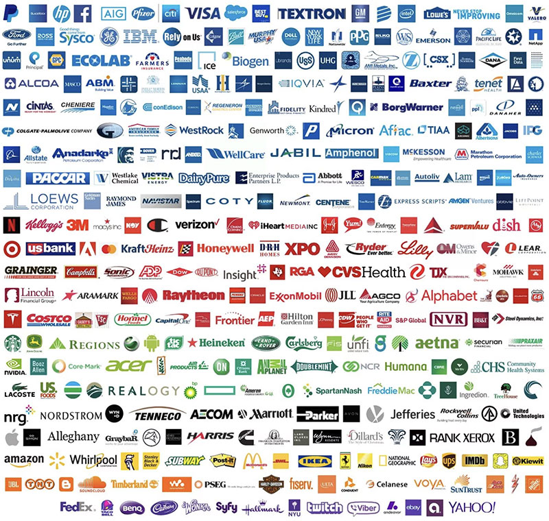 Fortune 500 logos arranged by color.