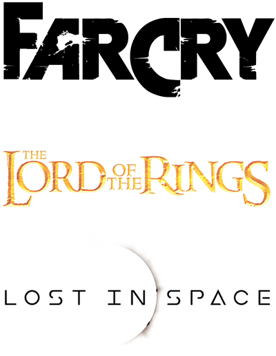 The title treatments for Far Cry, Lord of the Rings and Lost In Space