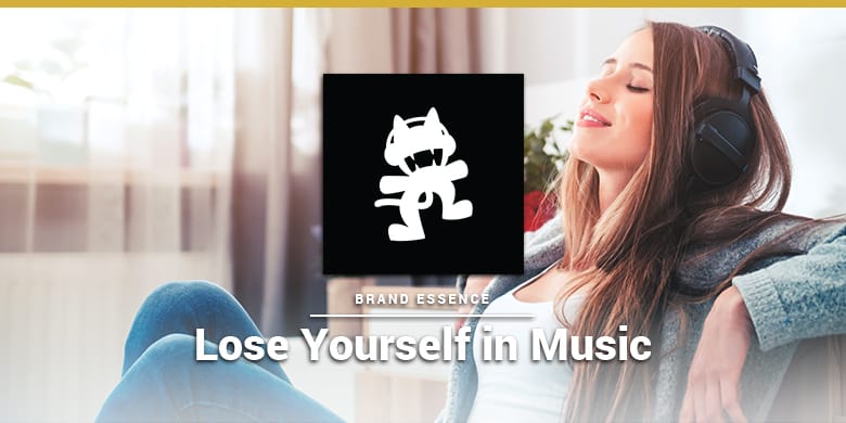 Monstercat's brand essence is losing yourslf in music. Woman listening to EDM on headphones.