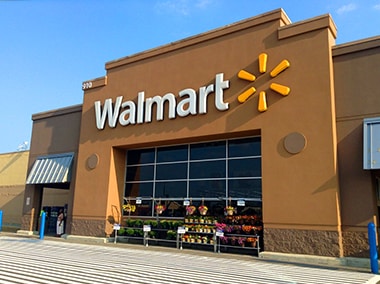 The exterior of a Walmart.