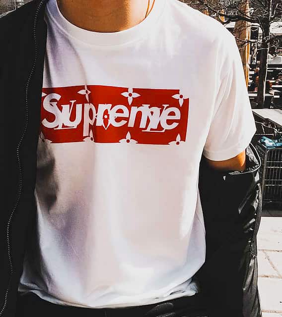 Supreme Louis Vuitton Logo On Horizontal Stripes Brand Crewneck