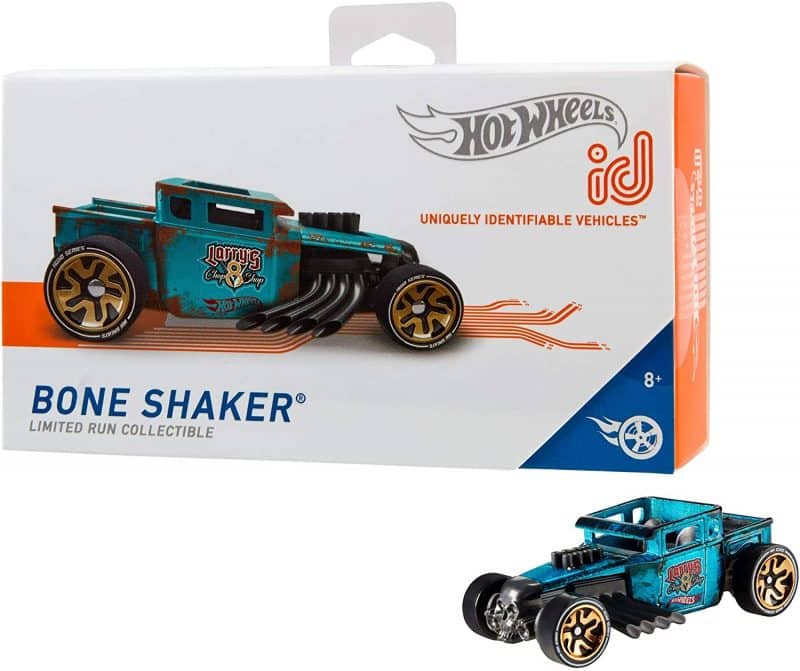 Hot Wheels id Boneshaker packaging and toy car