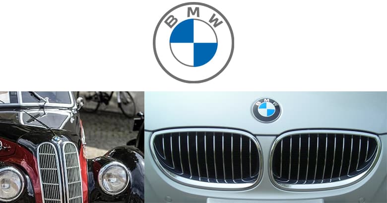 BMW logo and BMW double kidney grills